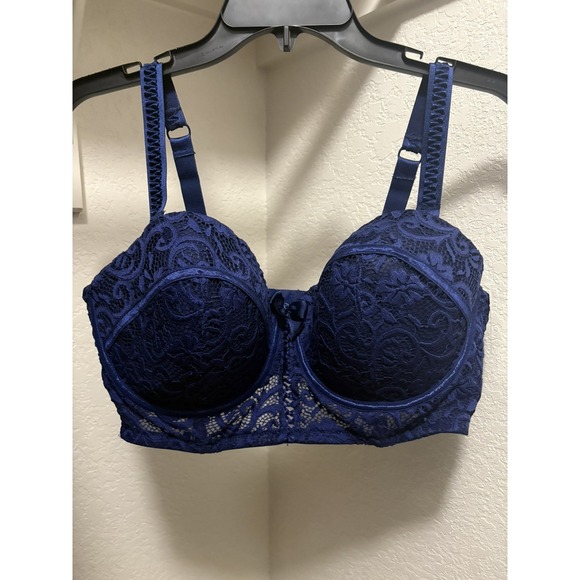Adore Me Other - Adore Me Bra Azura Contour Longline Balconette Blue Lace 38G NWT